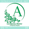 Ａアルファベット,薔薇,バラ,緑,月,花のロゴマークデザインです。