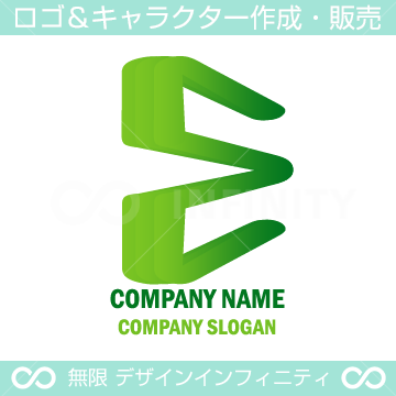 文字Ｅ,グリーン,エコのシンボルマークのロゴマークデザイン