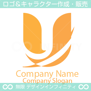 U文字とオレンジのシンボルマークのロゴマークデザインです。