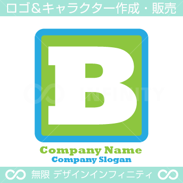 アルファベットB,四角,緑色のロゴマークデザインです。