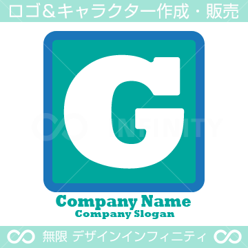 G,アルファベット,四角,青色のロゴマークデザインです。