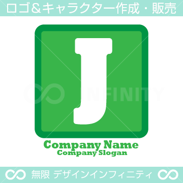 J,アルファベット,四角,緑色のロゴマークデザインです。