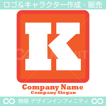 アルファベットのK,四角,赤色のロゴマークデザイン
