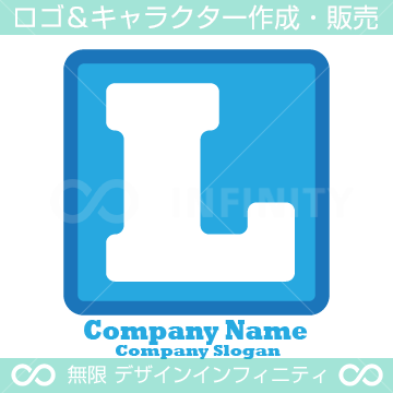 L,アルファベット,四角,青色のロゴマークデザインです。