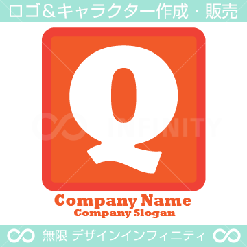 Q,アルファベット,四角,赤色の会社ロゴマークデザイン
