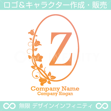 Z,アルファベット,リース,植物,自然,丸のロゴマークデザイン