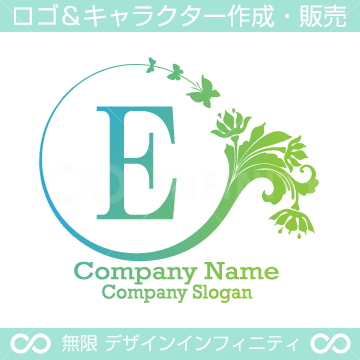E,文字,花,蝶,フラワー,植物,リースの優雅なロゴデザイン