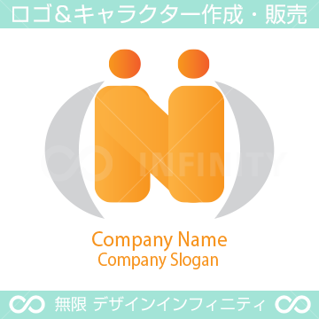 N文字、人間がモチーフのロゴマークデザインです。