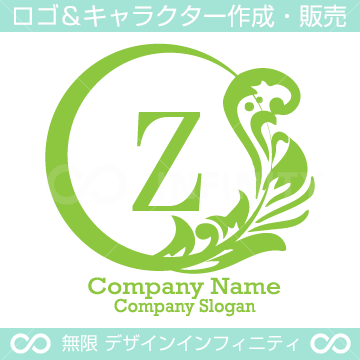 Z文字,植物,月,葉,リーフ,リースの美しいロゴマークデザインです。