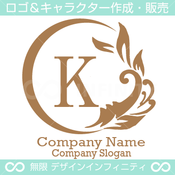 K文字 太陽 波 葉 リース 自然の美しいロゴマークデザインです ロゴマーク キャラクター作成 販売の インフィニティ