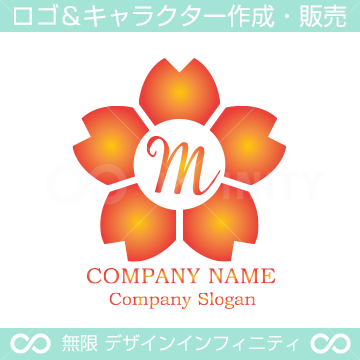 Ｍ文字,さくら,桜,花,フラワーのイメージのロゴマークデザインです。