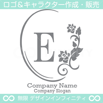 E文字、薔薇、ミラー、ヨーロッパのイメージのロゴマークデザイン。