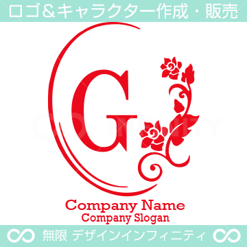 G文字、鏡、バラ、薔薇、フラワーをイメージしたロゴマークデザイン