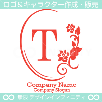 T文字、鏡、バラ、薔薇、フラワーをイメージしたロゴマークデザイン