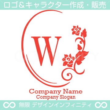 W文字 鏡 バラ 薔薇 フラワーをイメージしたロゴマークデザイン ロゴマーク キャラクター作成 販売 インフィニティ