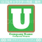 U,アルファベット,四角,緑色のロゴマークデザインです。