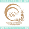 100周年記念,花,リース,植物,自然,丸のロゴマークデザイン