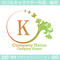 K,文字,花,蝶,植物,リースの優雅なロゴマークデザインです。