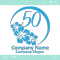 数字50,琉球王国,ハイビスカスをイメージしたロゴマークデザイン